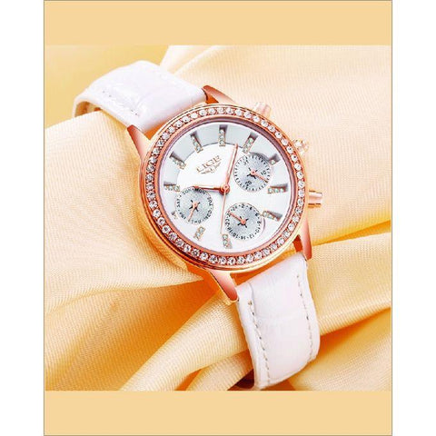 Daraz Watches Fhulun Stone & Printed Watch For Women - Black & Golden FB-44