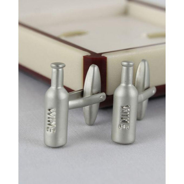 Shahzeb Saeed Shahzeb Saeed Silver Steel Vine Bottle Cufflinks for Men