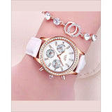 Daraz Watches Fhulun Stone & Printed Watch For Women - Black & Golden FB-44