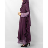 Hijabulhareem Purple Polyester Front Close Abaya With Dupatta
