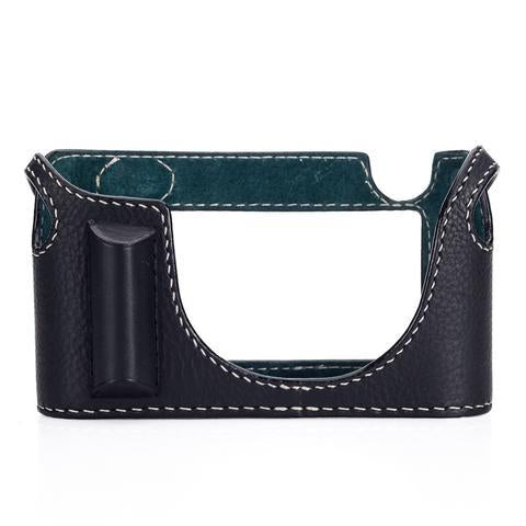 ARTE DI MANO AVENTINO HALF CASE FOR M8/M9/M-E/MONO - MINERVA BLACK WITH WHITE STITCHING
