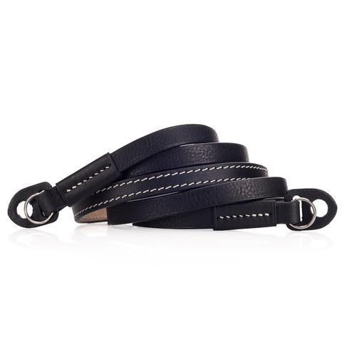 ARTE DI MANO 120CM EXTRA LONG COMODO NECK STRAP - MINERVA BLACK WITH WHITE STITCHING